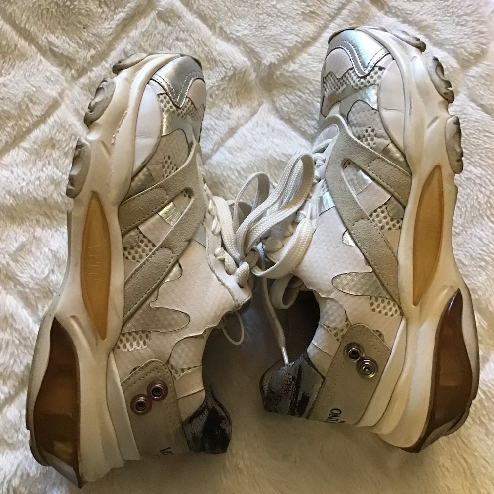 Valentino Garavani White and Silver Sneakers Modern Elegance - Picture 6 of 7